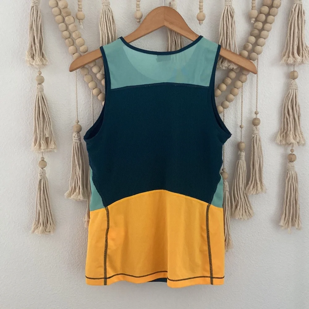 Nike hyper cool mesh tank top athletic shirt yellow teal sea foam womens small